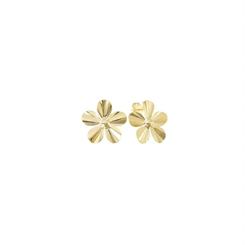 NEW SHEILA FAJL women's small wisteria studs earrings in shiny gold